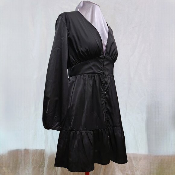 Button Front Lantern Sleeve Whimsy-goth Dress - Picture 5 of 7